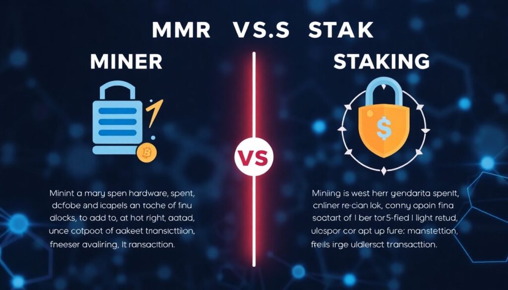 Стейкинг и майнинг криптовалют: сравнение доходности, рисков и технических требований - иллюстрация